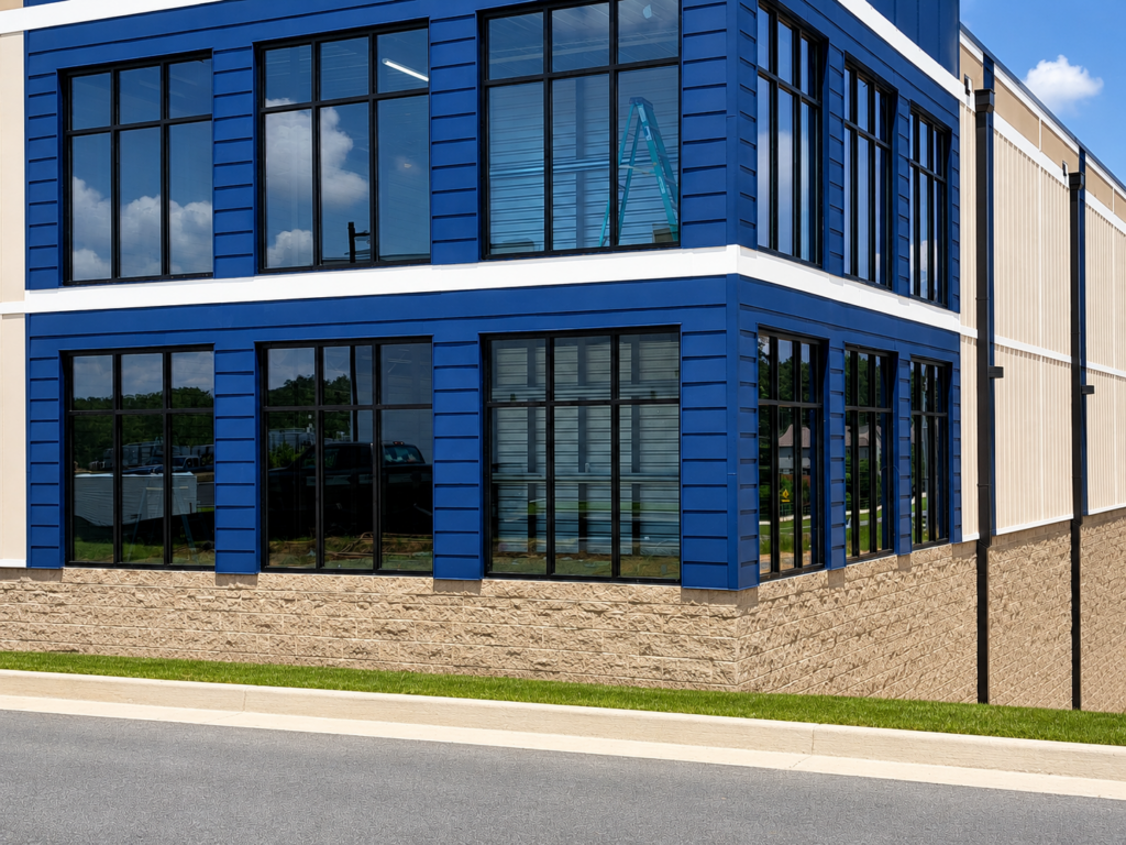 Commercial storefront glass installation